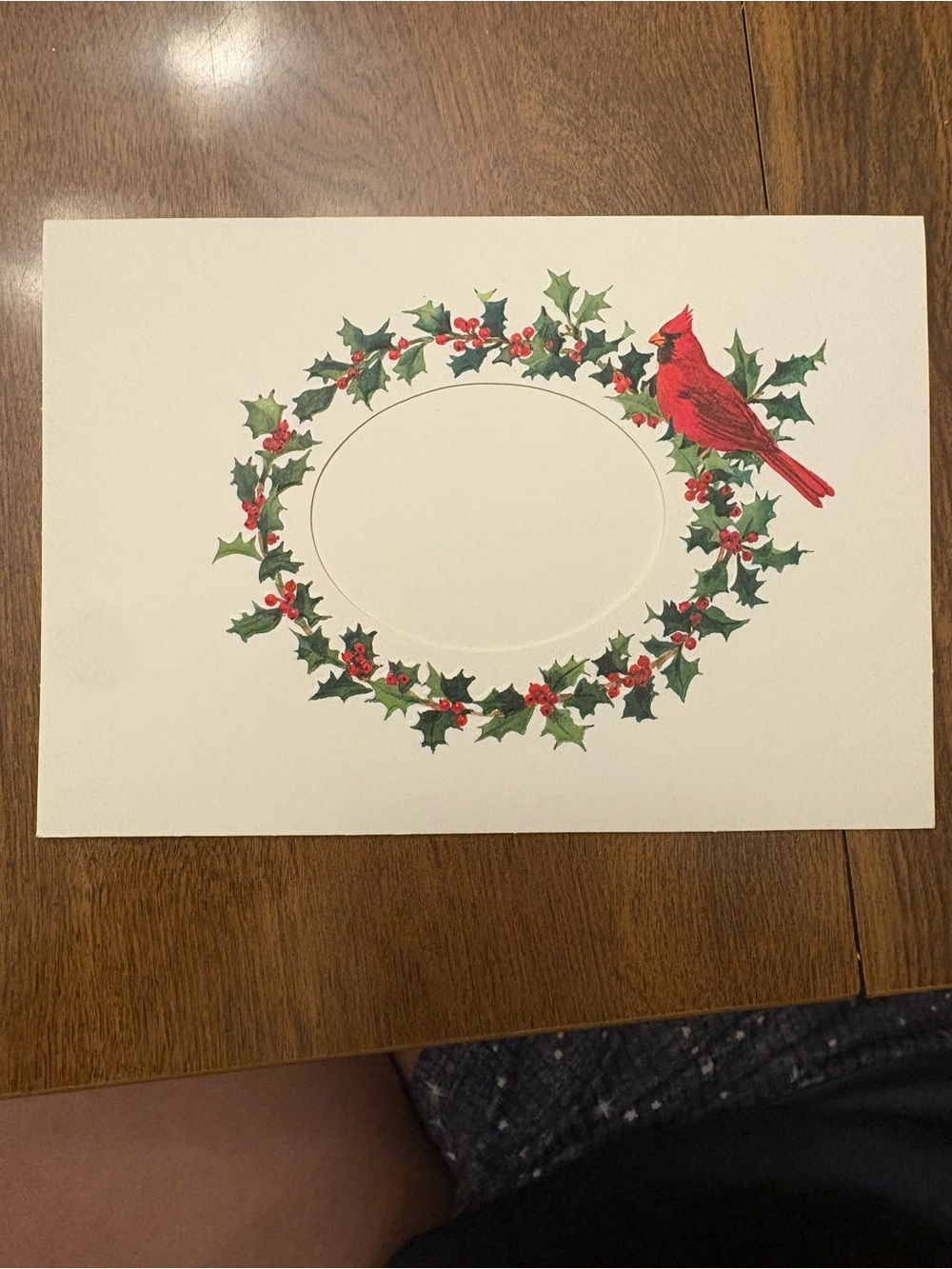 Holiday Cardinal Wreath Gift Tags - Blank Note Cards with picture insert